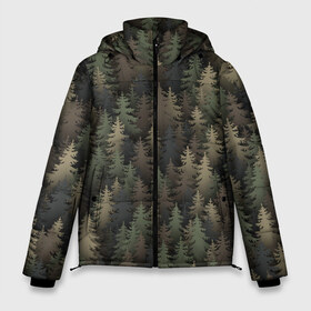 Мужская зимняя куртка 3D с принтом Лесной камуфляж в Новосибирске, верх — 100% полиэстер; подкладка — 100% полиэстер; утеплитель — 100% полиэстер | длина ниже бедра, свободный силуэт Оверсайз. Есть воротник-стойка, отстегивающийся капюшон и ветрозащитная планка. 

Боковые карманы с листочкой на кнопках и внутренний карман на молнии. | Тематика изображения на принте: ёлка | ель | ельник | лес | милитари | охота | природа | хаки