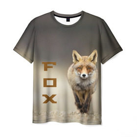 Мужская футболка 3D с принтом Рыжий лис (fox) в Новосибирске, 100% полиэфир | прямой крой, круглый вырез горловины, длина до линии бедер | Тематика изображения на принте: fox | животное | зверь | красивая | лес | лис | лиса | лисенок | лисица | лисичка | мех | патрикеевна | песец | плутовка | прикольная | природа | рыжая | рыжий цвет | сказка | хвост | хитрая | хищник