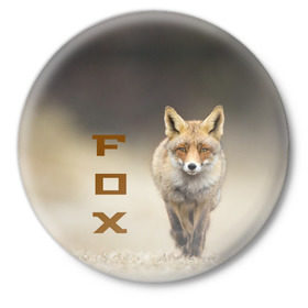 Значок с принтом Рыжий лис (fox) в Новосибирске,  металл | круглая форма, металлическая застежка в виде булавки | Тематика изображения на принте: fox | животное | зверь | красивая | лес | лис | лиса | лисенок | лисица | лисичка | мех | патрикеевна | песец | плутовка | прикольная | природа | рыжая | рыжий цвет | сказка | хвост | хитрая | хищник