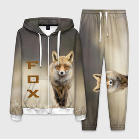 Мужской костюм 3D с принтом Рыжий лис (fox) в Новосибирске, 100% полиэстер | Манжеты и пояс оформлены тканевой резинкой, двухслойный капюшон со шнурком для регулировки, карманы спереди | fox | животное | зверь | красивая | лес | лис | лиса | лисенок | лисица | лисичка | мех | патрикеевна | песец | плутовка | прикольная | природа | рыжая | рыжий цвет | сказка | хвост | хитрая | хищник