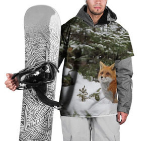 Накидка на куртку 3D с принтом Лиса в зимнем лесу в Новосибирске, 100% полиэстер |  | Тематика изображения на принте: fox | животное | зверь | красивая | лес | лис | лиса | лисенок | лисица | лисичка | мех | патрикеевна | песец | плутовка | прикольная | природа | рыжая | рыжий цвет | сказка | хвост | хитрая | хищник