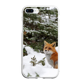 Чехол для iPhone 7Plus/8 Plus матовый с принтом Лиса в зимнем лесу в Новосибирске, Силикон | Область печати: задняя сторона чехла, без боковых панелей | Тематика изображения на принте: fox | животное | зверь | красивая | лес | лис | лиса | лисенок | лисица | лисичка | мех | патрикеевна | песец | плутовка | прикольная | природа | рыжая | рыжий цвет | сказка | хвост | хитрая | хищник
