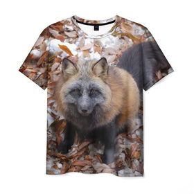 Мужская футболка 3D с принтом Черный лис в Новосибирске, 100% полиэфир | прямой крой, круглый вырез горловины, длина до линии бедер | fox | животное | зверь | красивая | лес | лис | лиса | лисенок | лисица | лисичка | мех | патрикеевна | песец | плутовка | прикольная | природа | рыжая | рыжий цвет | сказка | хвост | хитрая | хищник