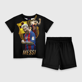 Детский костюм с шортами 3D с принтом Messi в Новосибирске,  |  | Тематика изображения на принте: barcelona | lionel  messi | messi | барса | барселона | лионель месси | футбол | футбольный  клуб барселона