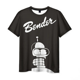Мужская футболка 3D с принтом Бендер в Новосибирске, 100% полиэфир | прямой крой, круглый вырез горловины, длина до линии бедер | Тематика изображения на принте: bender | futurama | бендер | футурама