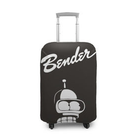 Чехол для чемодана 3D с принтом Бендер в Новосибирске, 86% полиэфир, 14% спандекс | двустороннее нанесение принта, прорези для ручек и колес | bender | futurama | бендер | футурама