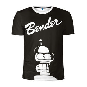 Мужская футболка 3D спортивная с принтом Бендер в Новосибирске, 100% полиэстер с улучшенными характеристиками | приталенный силуэт, круглая горловина, широкие плечи, сужается к линии бедра | bender | futurama | бендер | футурама