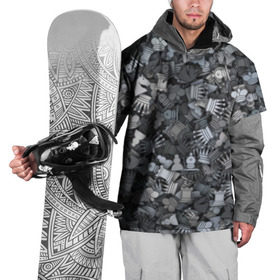 Накидка на куртку 3D с принтом Шахмотный камуфляж в Новосибирске, 100% полиэстер |  | игры | конь | королева | король | ладья пешка | милитари | настолки | настольные | слон | ферзь | фигуры | шахматы