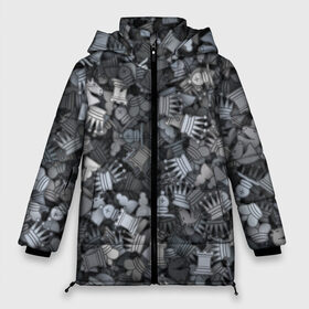 Женская зимняя куртка 3D с принтом Шахмотный камуфляж в Новосибирске, верх — 100% полиэстер; подкладка — 100% полиэстер; утеплитель — 100% полиэстер | длина ниже бедра, силуэт Оверсайз. Есть воротник-стойка, отстегивающийся капюшон и ветрозащитная планка. 

Боковые карманы с листочкой на кнопках и внутренний карман на молнии | игры | конь | королева | король | ладья пешка | милитари | настолки | настольные | слон | ферзь | фигуры | шахматы