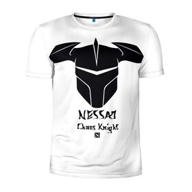 Мужская футболка 3D спортивная с принтом NESSAJ в Новосибирске, 100% полиэстер с улучшенными характеристиками | приталенный силуэт, круглая горловина, широкие плечи, сужается к линии бедра | biggreenpepper | chaos knight | dota 2 | nessaj | арт | всадник | дота 2 | игры | прикольные | черно белые
