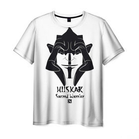 Мужская футболка 3D с принтом HUSKAR в Новосибирске, 100% полиэфир | прямой крой, круглый вырез горловины, длина до линии бедер | carry | dota 2 | huskar | sacred warrior | арт | воин | керри | прикольные | тролль | черно белые