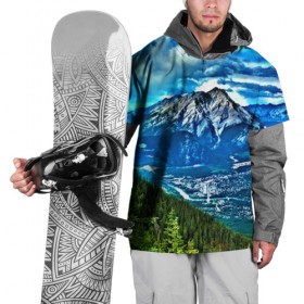 Накидка на куртку 3D с принтом Snowy mountains в Новосибирске, 100% полиэстер |  | 