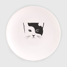 Тарелка 3D с принтом Кисонька в Новосибирске, фарфор | диаметр - 210 мм
диаметр для нанесения принта - 120 мм | Тематика изображения на принте: абстракция | белое | инь ян | инь янь | киса | кисонька | котик | кошак | кошка | чёрно белая | черное