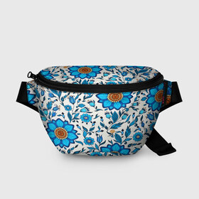 Поясная сумка 3D с принтом Цветочный узор в Новосибирске, 100% полиэстер | плотная ткань, ремень с регулируемой длиной, внутри несколько карманов для мелочей, основное отделение и карман с обратной стороны сумки застегиваются на молнию | 3d | весна | другие | красивые цветы | лето | полевой цветок | прикольные | природа | синие цветы | текстуры | цветочки | цветы