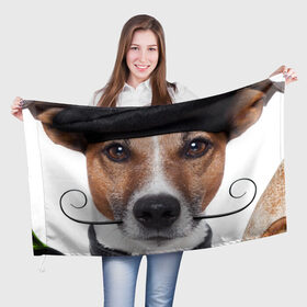 Флаг 3D с принтом Джек рассел - мексиканец в Новосибирске, 100% полиэстер | плотность ткани — 95 г/м2, размер — 67 х 109 см. Принт наносится с одной стороны | Тематика изображения на принте: джек | любимец | пес | песик | питомец | рассел | собака | собаки | собачка | терьер