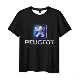 Мужская футболка 3D с принтом Peugeot в Новосибирске, 100% полиэфир | прямой крой, круглый вырез горловины, длина до линии бедер | brand | car | france | logo | peugeot | автомобиль | логотип | марка | франция