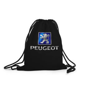 Рюкзак-мешок 3D с принтом Peugeot в Новосибирске, 100% полиэстер | плотность ткани — 200 г/м2, размер — 35 х 45 см; лямки — толстые шнурки, застежка на шнуровке, без карманов и подкладки | brand | car | france | logo | peugeot | автомобиль | логотип | марка | франция