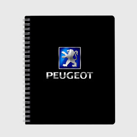 Тетрадь с принтом Peugeot в Новосибирске, 100% бумага | 48 листов, плотность листов — 60 г/м2, плотность картонной обложки — 250 г/м2. Листы скреплены сбоку удобной пружинной спиралью. Уголки страниц и обложки скругленные. Цвет линий — светло-серый
 | brand | car | france | logo | peugeot | автомобиль | логотип | марка | франция