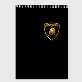 Скетчбук с принтом Lamborghini в Новосибирске, 100% бумага
 | 48 листов, плотность листов — 100 г/м2, плотность картонной обложки — 250 г/м2. Листы скреплены сверху удобной пружинной спиралью | brand | car | italy | lamborghini | logo | автомобиль | италия | ламборджини | логотип | марка