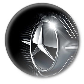 Значок с принтом Mercedes-Benz в Новосибирске,  металл | круглая форма, металлическая застежка в виде булавки | car | germany | logo | make | mercedes benz | автомобиль | германия | логотип | марка | мерседес бенц
