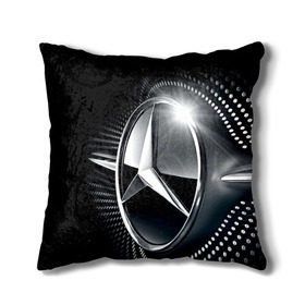 Подушка 3D с принтом Mercedes-Benz в Новосибирске, наволочка – 100% полиэстер, наполнитель – холлофайбер (легкий наполнитель, не вызывает аллергию). | состоит из подушки и наволочки. Наволочка на молнии, легко снимается для стирки | car | germany | logo | make | mercedes benz | автомобиль | германия | логотип | марка | мерседес бенц