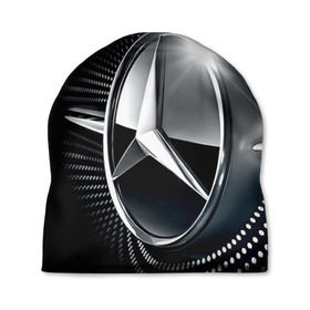Шапка 3D с принтом Mercedes-Benz в Новосибирске, 100% полиэстер | универсальный размер, печать по всей поверхности изделия | Тематика изображения на принте: car | germany | logo | make | mercedes benz | автомобиль | германия | логотип | марка | мерседес бенц