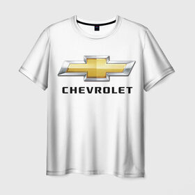 Мужская футболка 3D с принтом Chevrolet в Новосибирске, 100% полиэфир | прямой крой, круглый вырез горловины, длина до линии бедер | brand | car | chevrolet | logo | usa | автомобиль | логотип | марка | сша | шевроле