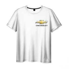 Мужская футболка 3D с принтом Chevrolet в Новосибирске, 100% полиэфир | прямой крой, круглый вырез горловины, длина до линии бедер | Тематика изображения на принте: brand | car | chevrolet | logo | usa | автомобиль | логотип | марка | сша | шевроле