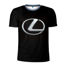 Мужская футболка 3D спортивная с принтом Lexus в Новосибирске, 100% полиэстер с улучшенными характеристиками | приталенный силуэт, круглая горловина, широкие плечи, сужается к линии бедра | Тематика изображения на принте: brand | car | japan | lexus | logo | toyota motor | автомобиль | лексус | логотип | марка | япония