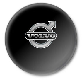 Значок с принтом Volvo в Новосибирске,  металл | круглая форма, металлическая застежка в виде булавки | Тематика изображения на принте: brand | car | logo | sweden | volvo | автомобиль | вольво | логотип | марка | швеция