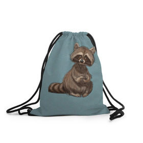 Рюкзак-мешок 3D с принтом Raccoon в Новосибирске, 100% полиэстер | плотность ткани — 200 г/м2, размер — 35 х 45 см; лямки — толстые шнурки, застежка на шнуровке, без карманов и подкладки | raccoon | енот