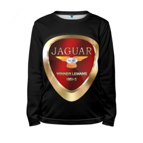 Детский лонгслив 3D с принтом Jaguar в Новосибирске, 100% полиэстер | длинные рукава, круглый вырез горловины, полуприлегающий силуэт
 | Тематика изображения на принте: brand | car | jaguar | logo | автомобиль | британия | логотип | марка
