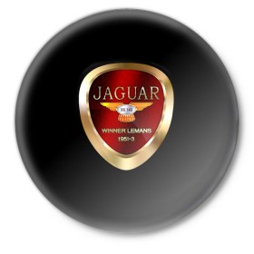 Значок с принтом Jaguar в Новосибирске,  металл | круглая форма, металлическая застежка в виде булавки | Тематика изображения на принте: brand | car | jaguar | logo | автомобиль | британия | логотип | марка