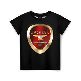 Детская футболка 3D с принтом Jaguar в Новосибирске, 100% гипоаллергенный полиэфир | прямой крой, круглый вырез горловины, длина до линии бедер, чуть спущенное плечо, ткань немного тянется | Тематика изображения на принте: brand | car | jaguar | logo | автомобиль | британия | логотип | марка
