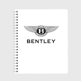 Тетрадь с принтом Bentley в Новосибирске, 100% бумага | 48 листов, плотность листов — 60 г/м2, плотность картонной обложки — 250 г/м2. Листы скреплены сбоку удобной пружинной спиралью. Уголки страниц и обложки скругленные. Цвет линий — светло-серый
 | Тематика изображения на принте: bentley | brand | britain | car | elite | expensive | limited | logo | mtorz | автомобиль | британия | бэнтли | дорогой | лимитед | логотип | марка | мторз | элитный