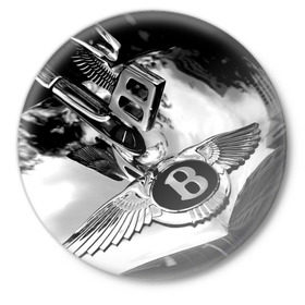 Значок с принтом Bentley в Новосибирске,  металл | круглая форма, металлическая застежка в виде булавки | Тематика изображения на принте: bentley | brand | britain | car | elite | expensive | limited | logo | mtorz | автомобиль | британия | бэнтли | дорогой | лимитед | логотип | марка | мторз | элитный