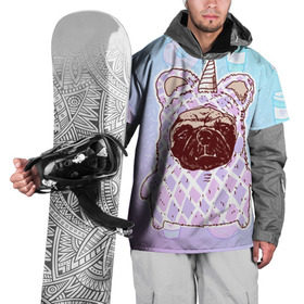 Накидка на куртку 3D с принтом мопс-единорог в Новосибирске, 100% полиэстер |  | dog | mops | tmblr | tumbler | unicorn | единорог | мопс