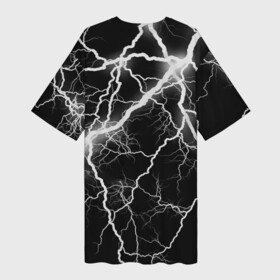 Платье-футболка 3D с принтом Энергия в Новосибирске,  |  | молния | черно белый | черный