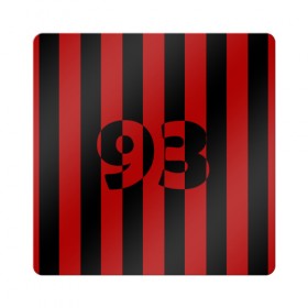 Магнит виниловый Квадрат с принтом Номер 93 в Новосибирске, полимерный материал с магнитным слоем | размер 9*9 см, закругленные углы | Тематика изображения на принте: 93 | зож | крутой | модный | номер | полосатый | полоски | спорт | спортивный | футбол | хоккей