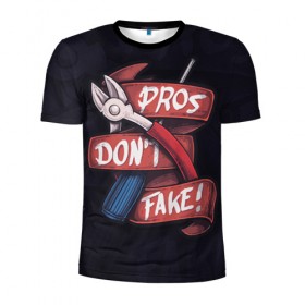Мужская футболка 3D спортивная с принтом Don`t Fake в Новосибирске, 100% полиэстер с улучшенными характеристиками | приталенный силуэт, круглая горловина, широкие плечи, сужается к линии бедра | counter strike | cs | defuse | fake | фейк | щипцы