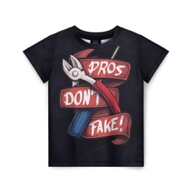 Детская футболка 3D с принтом Don`t Fake в Новосибирске, 100% гипоаллергенный полиэфир | прямой крой, круглый вырез горловины, длина до линии бедер, чуть спущенное плечо, ткань немного тянется | counter strike | cs | defuse | fake | фейк | щипцы