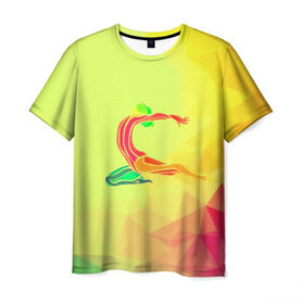 Мужская футболка 3D с принтом Гимнастика в Новосибирске, 100% полиэфир | прямой крой, круглый вырез горловины, длина до линии бедер | 3d | абстракция | арт | гимнастика | другие | полигоны | прикольные | спорт | цветные | яркие