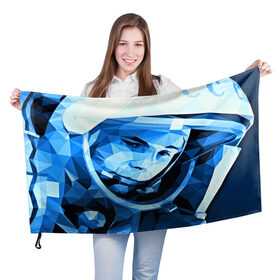 Флаг 3D с принтом Гагарин в Новосибирске, 100% полиэстер | плотность ткани — 95 г/м2, размер — 67 х 109 см. Принт наносится с одной стороны | 3d | арт | гагарин | другие | космонавт | космонавтики | космос | полигоны | прикольные | текстуры | яркие