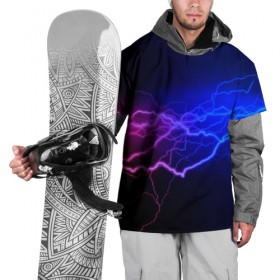 Накидка на куртку 3D с принтом Столкновение энергии в Новосибирске, 100% полиэстер |  | Тематика изображения на принте: молния | разряд | электричество | яркий