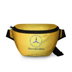 Поясная сумка 3D с принтом Yellow Benz в Новосибирске, 100% полиэстер | плотная ткань, ремень с регулируемой длиной, внутри несколько карманов для мелочей, основное отделение и карман с обратной стороны сумки застегиваются на молнию | car | mercedes | авто | мерседес