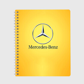 Тетрадь с принтом Yellow Benz в Новосибирске, 100% бумага | 48 листов, плотность листов — 60 г/м2, плотность картонной обложки — 250 г/м2. Листы скреплены сбоку удобной пружинной спиралью. Уголки страниц и обложки скругленные. Цвет линий — светло-серый
 | car | mercedes | авто | мерседес
