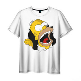 Мужская футболка 3D с принтом The Simpsons в Новосибирске, 100% полиэфир | прямой крой, круглый вырез горловины, длина до линии бедер | гомер | крик | симпсоны | спрингфилд