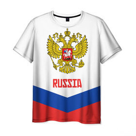 Мужская футболка 3D с принтом RUSSIA HOCKEY в Новосибирске, 100% полиэфир | прямой крой, круглый вырез горловины, длина до линии бедер | 2015 | 2016 | 2017 | hockey | hokey | ru | russia | russian | team | герб | россии | россия | ру | сборная | состав | хоккей | чм | чм2017