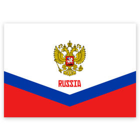 Поздравительная открытка с принтом RUSSIA HOCKEY в Новосибирске, 100% бумага | плотность бумаги 280 г/м2, матовая, на обратной стороне линовка и место для марки
 | 2015 | 2016 | 2017 | hockey | hokey | ru | russia | russian | team | герб | россии | россия | ру | сборная | состав | хоккей | чм | чм2017