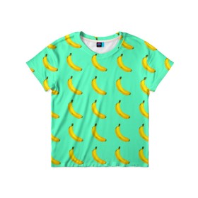 Детская футболка 3D с принтом Banana в Новосибирске, 100% гипоаллергенный полиэфир | прямой крой, круглый вырез горловины, длина до линии бедер, чуть спущенное плечо, ткань немного тянется | banana | fruits | vegan | vegetables | vegetarian | банан | веган | вегетарианство | еда | овощи | фрукты